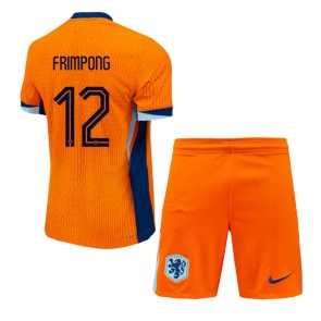 Holandsko Jeremie Frimpong #12 Dětské Domácí dres komplet ME 2024 Krátký Rukáv (+ trenýrky)